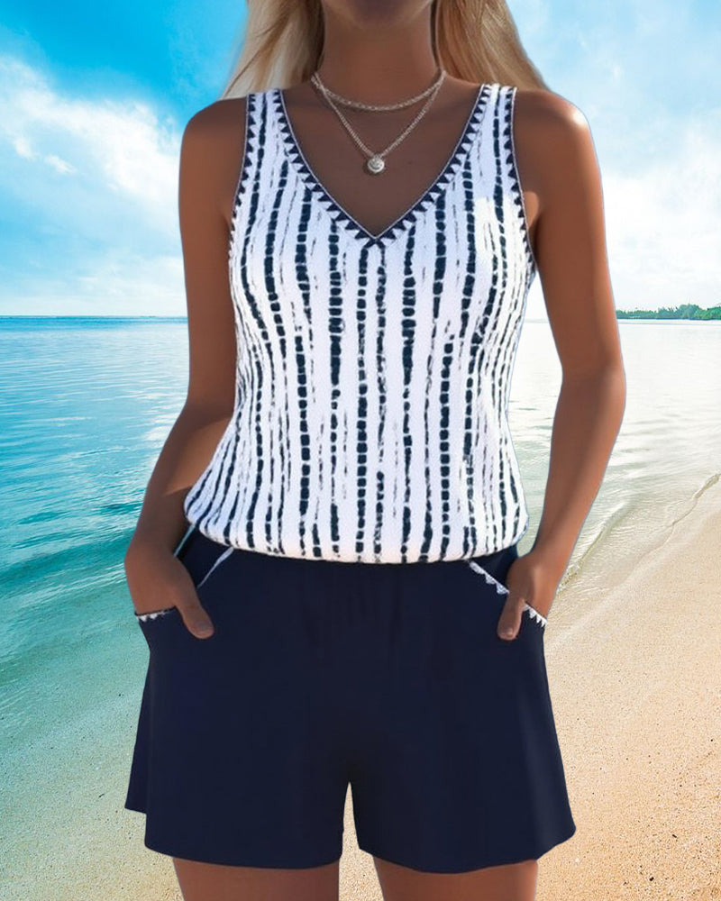 Tankini casual con cuello en V