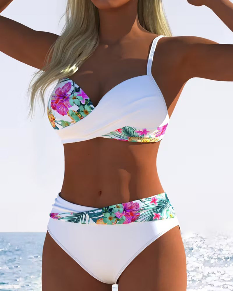 Bikini bralette con estampado tropical