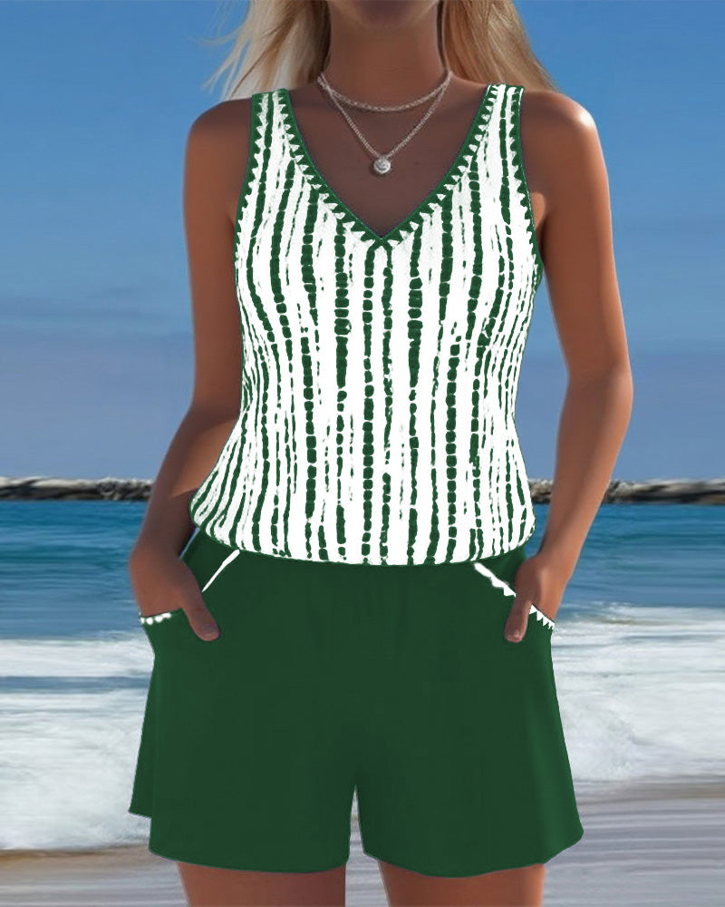 Tankini casual con cuello en V