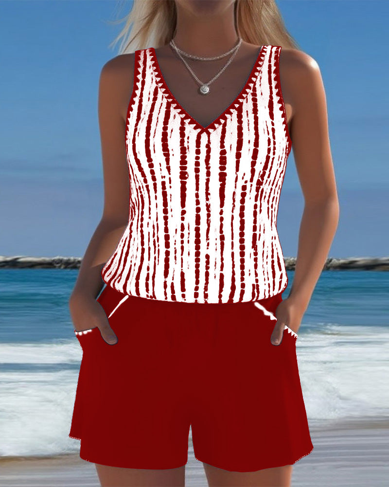 Tankini casual con cuello en V