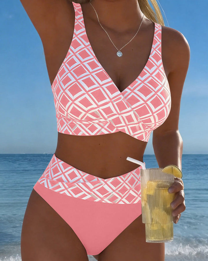 Bikini de dos piezas con estampado geométrico