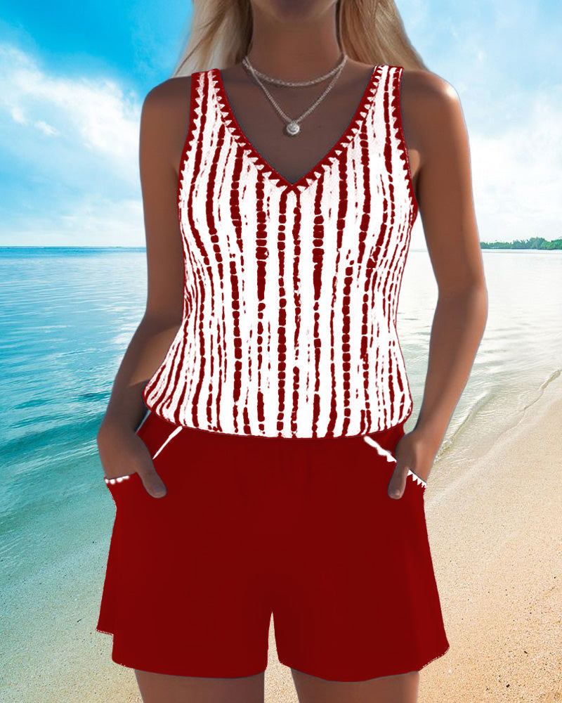 Tankini casual con cuello en V
