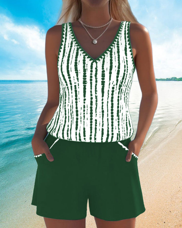 Tankini casual con cuello en V