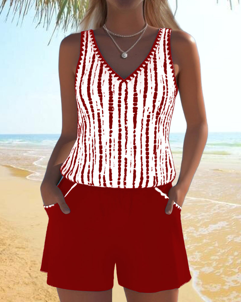 Tankini casual con cuello en V