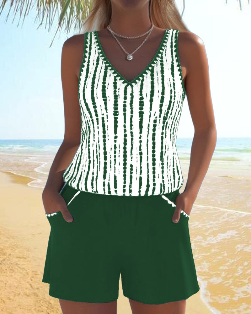 Tankini casual con cuello en V