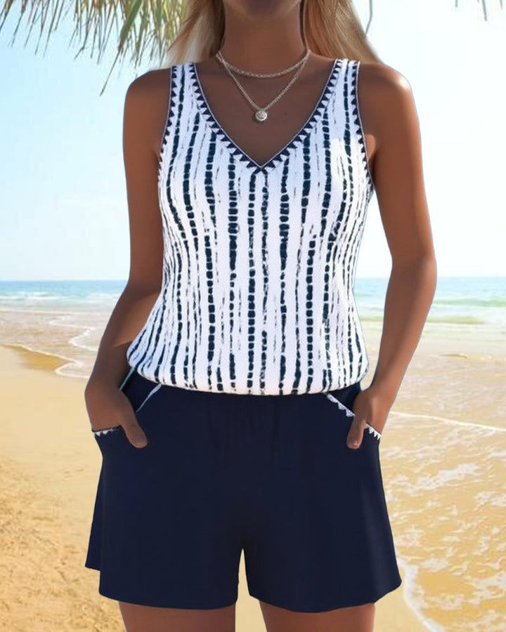 Tankini casual con cuello en V