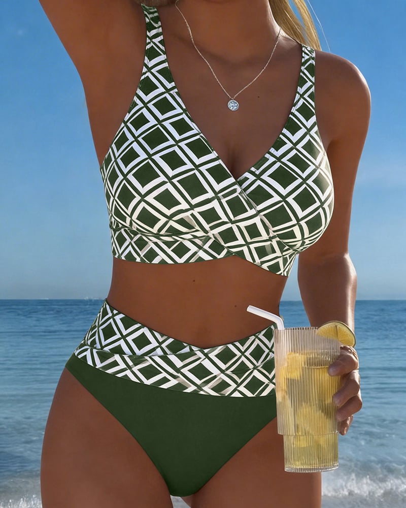Bikini de dos piezas con estampado geométrico