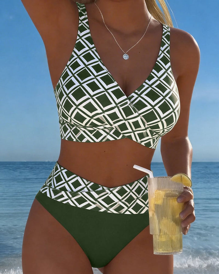 Bikini de dos piezas con estampado geométrico