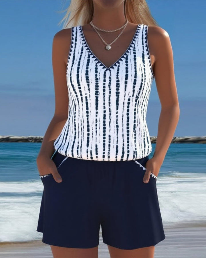 Tankini casual con cuello en V