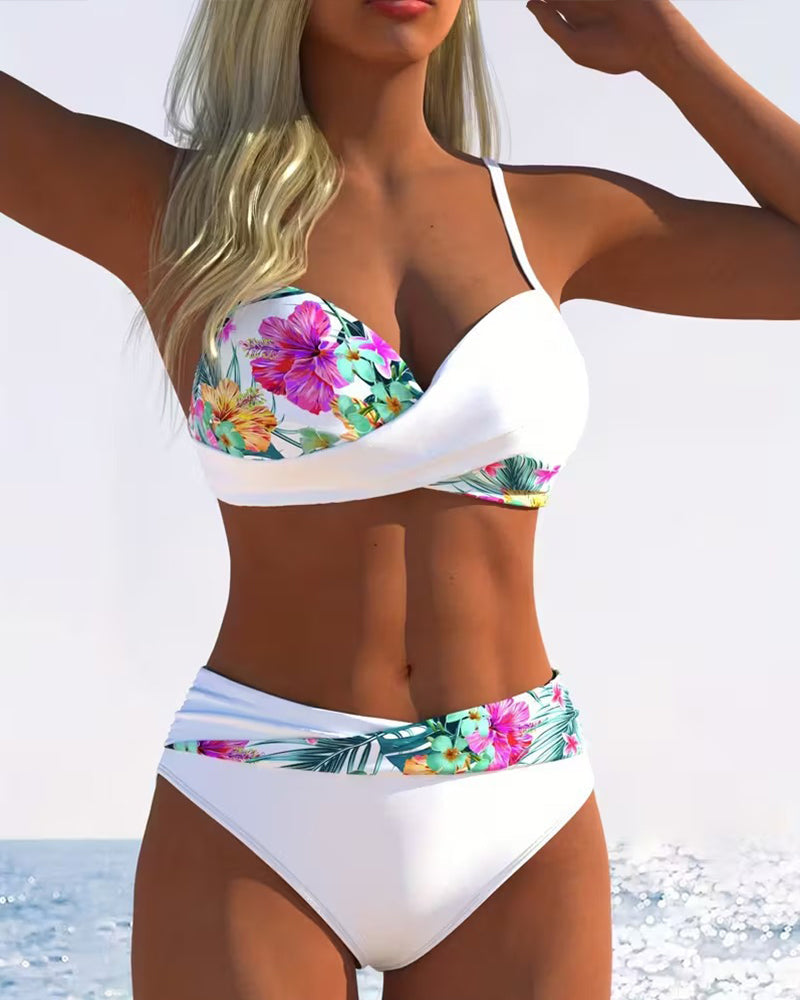 Bikini bralette con estampado tropical