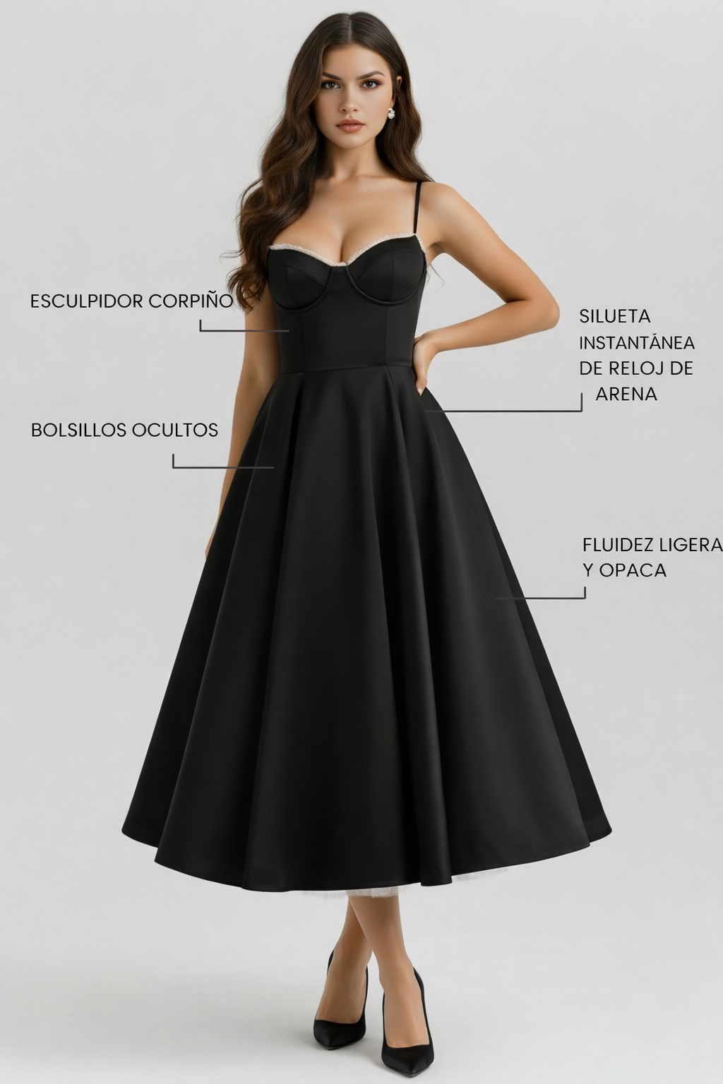 Selene™ | Vestido midi satinado romántico