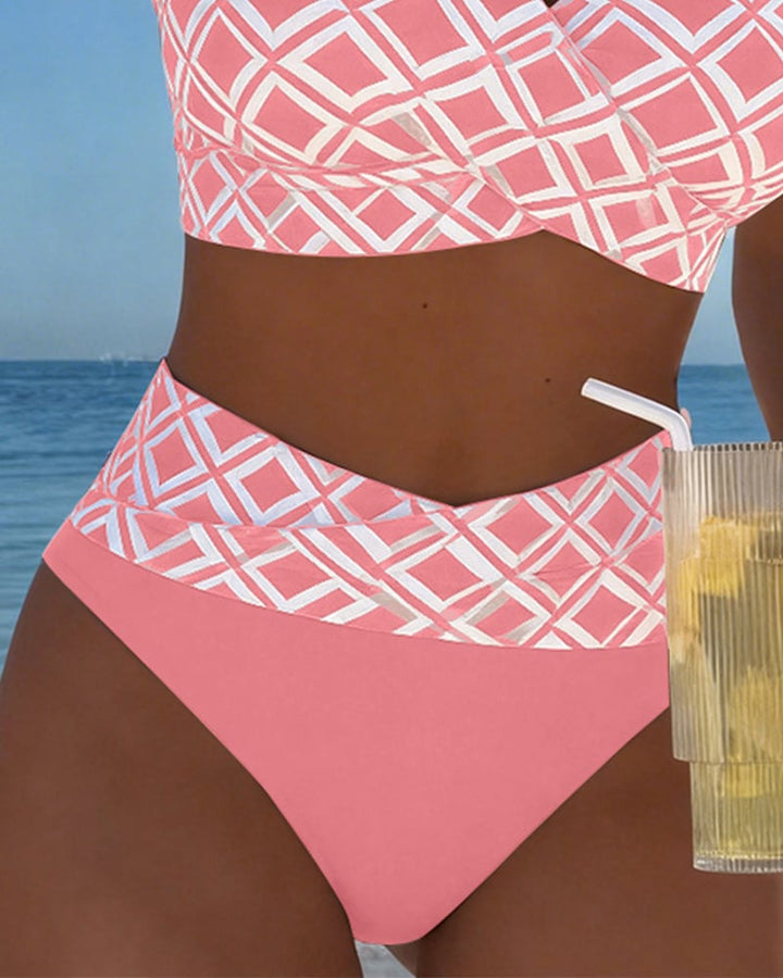 Bikini de dos piezas con estampado geométrico