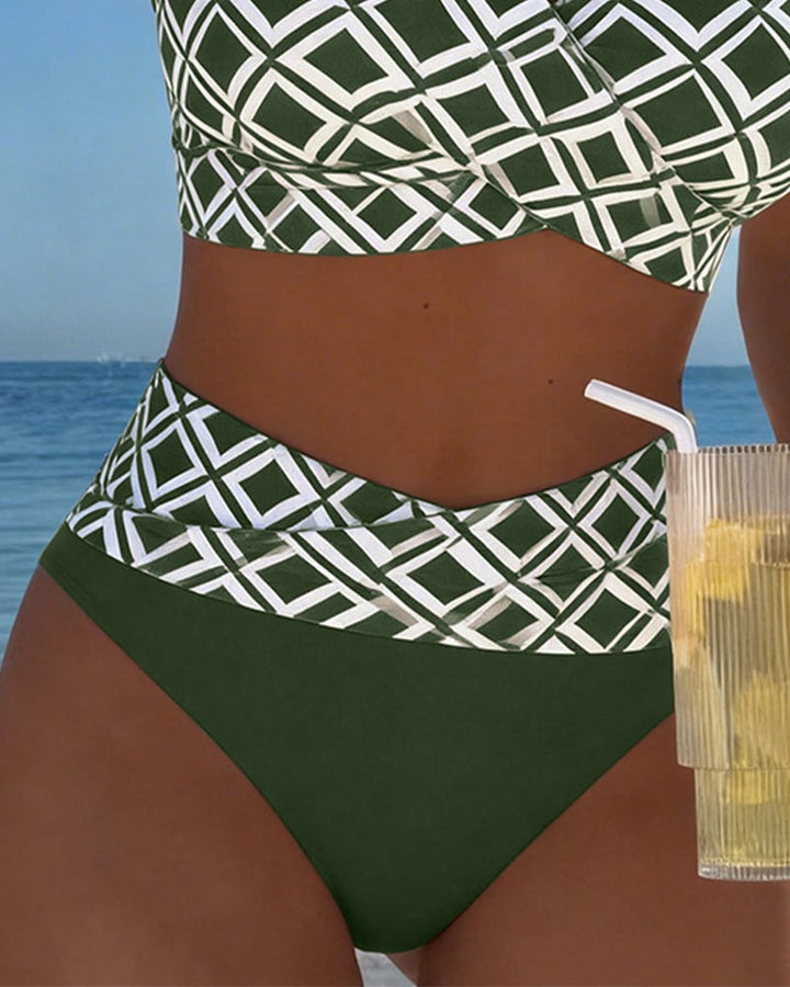 Bikini de dos piezas con estampado geométrico